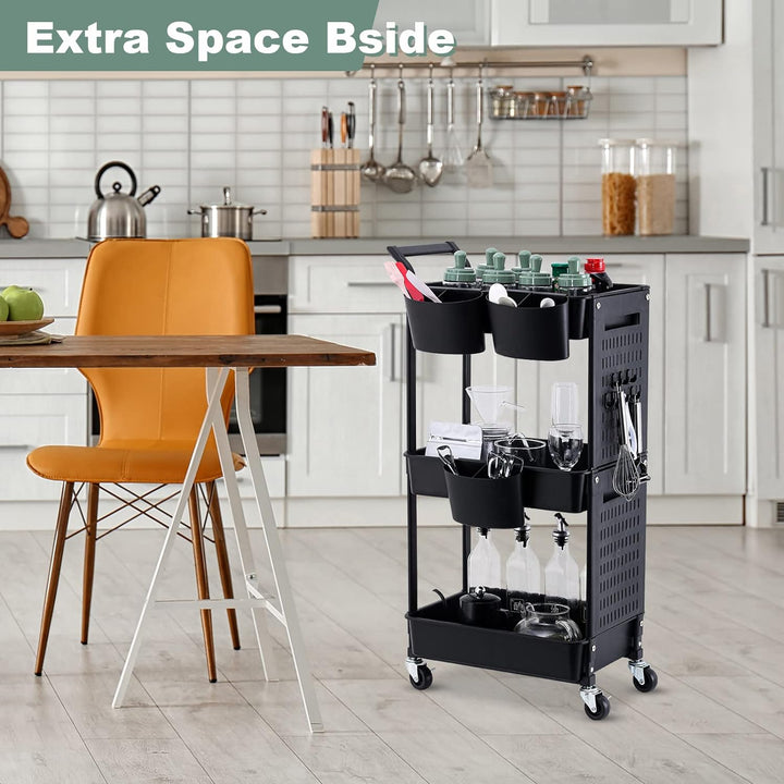 3-Tier Utility Rollwagen, Mobile Utility Aufbewahrungswagen mit DIY Dual Pegboards, Aufbewahrungsreg