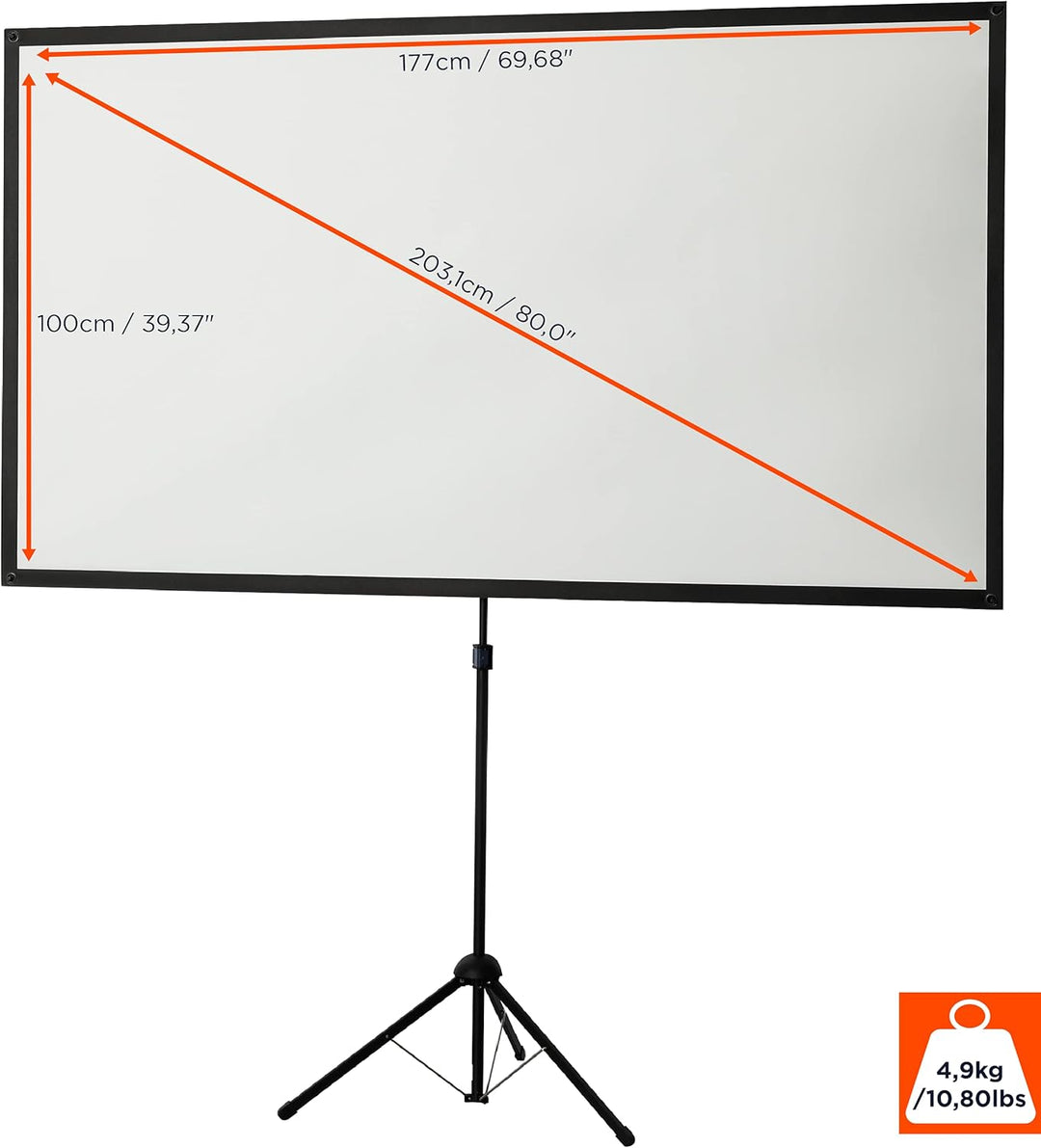 celexon Ultralightweight Stativ-Leinwand 80" | 177x100 cm 16:9 | leichte & kleine tragbare 4K, Full-
