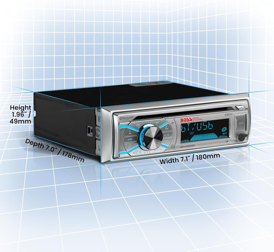 BOSS Audio MR508UABS Single Din, Bluetooth, CD/MP3/WMA/USB/SD AM/FM, wetterfest, Marine Stereo, kabe