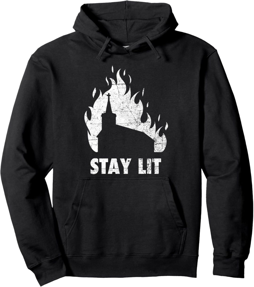 Stay Lit Burning Church Hexerei Okult Grunge Satanic Pullover Hoodie