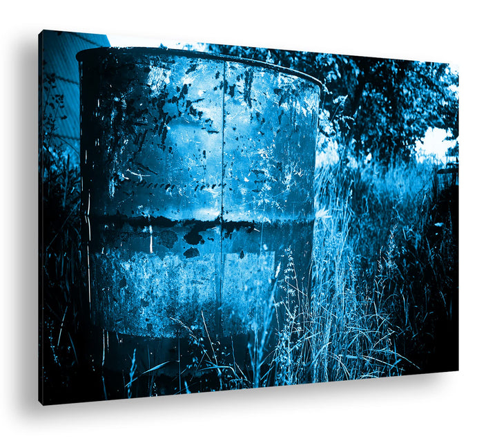 rostiger roter Container in der Natur Format 100x70 Effekt: Monocrome Blau als Leinwandbild, Motiv f