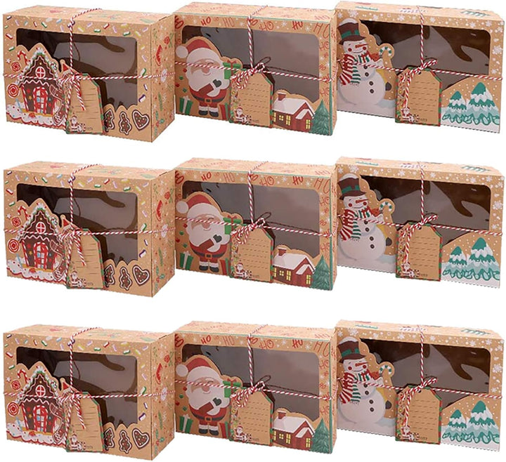 12 Stück Weihnachten Geschenkbox Kraftpapier Geschenkschachtel Merry Christmas Süssigkeiten Box Scha