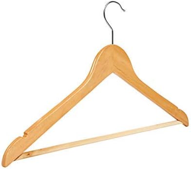 Kleiderbügel Holz 10 Stück Natur Holzkleiderbügel | mit Hosensteg | Damen | 38 cm | 360° drehbarer H