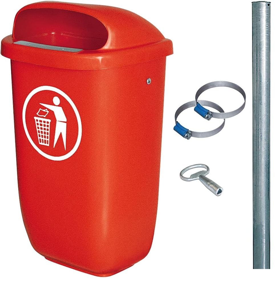 BRB Abfallbehälter für den Aussenbereich, Inhalt 50 Liter, nach DIN 30713, im Komplettset mit verzin