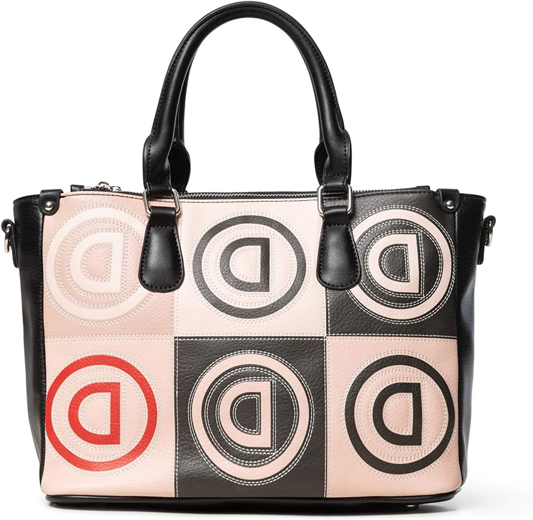 Desigual BORSA A Mano Con LOGHI Donna - Rose Multi 15.3x23.3x33.8 cm (B x H x T) Beige (Beige), 15.3