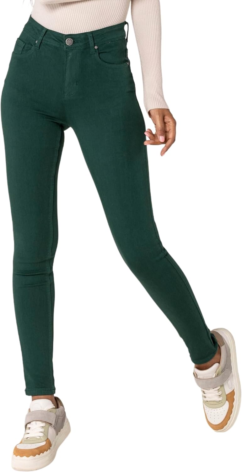 Nina Carter P106 Damen Jeanshosen Slim Fit Push-Up Skinny Jeans Mid-High Waist XS Slim Dunkelgrün (P