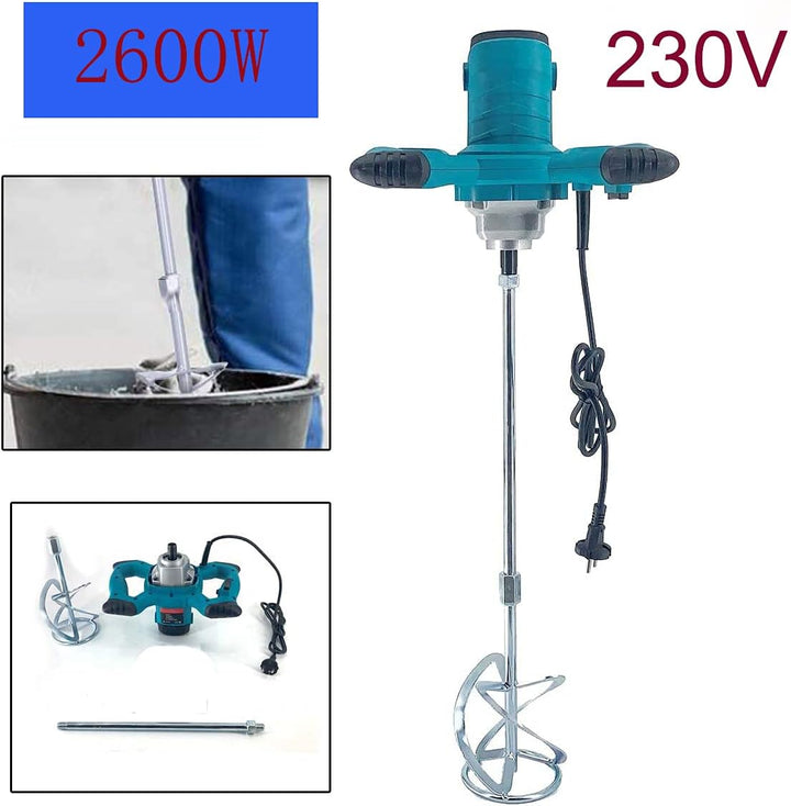 2600W Rührwerk Mörtelrührer 230V, 1500 U/min 6 Stufen Elektrischer Handrührgeräte Mischer Rührer Rüh