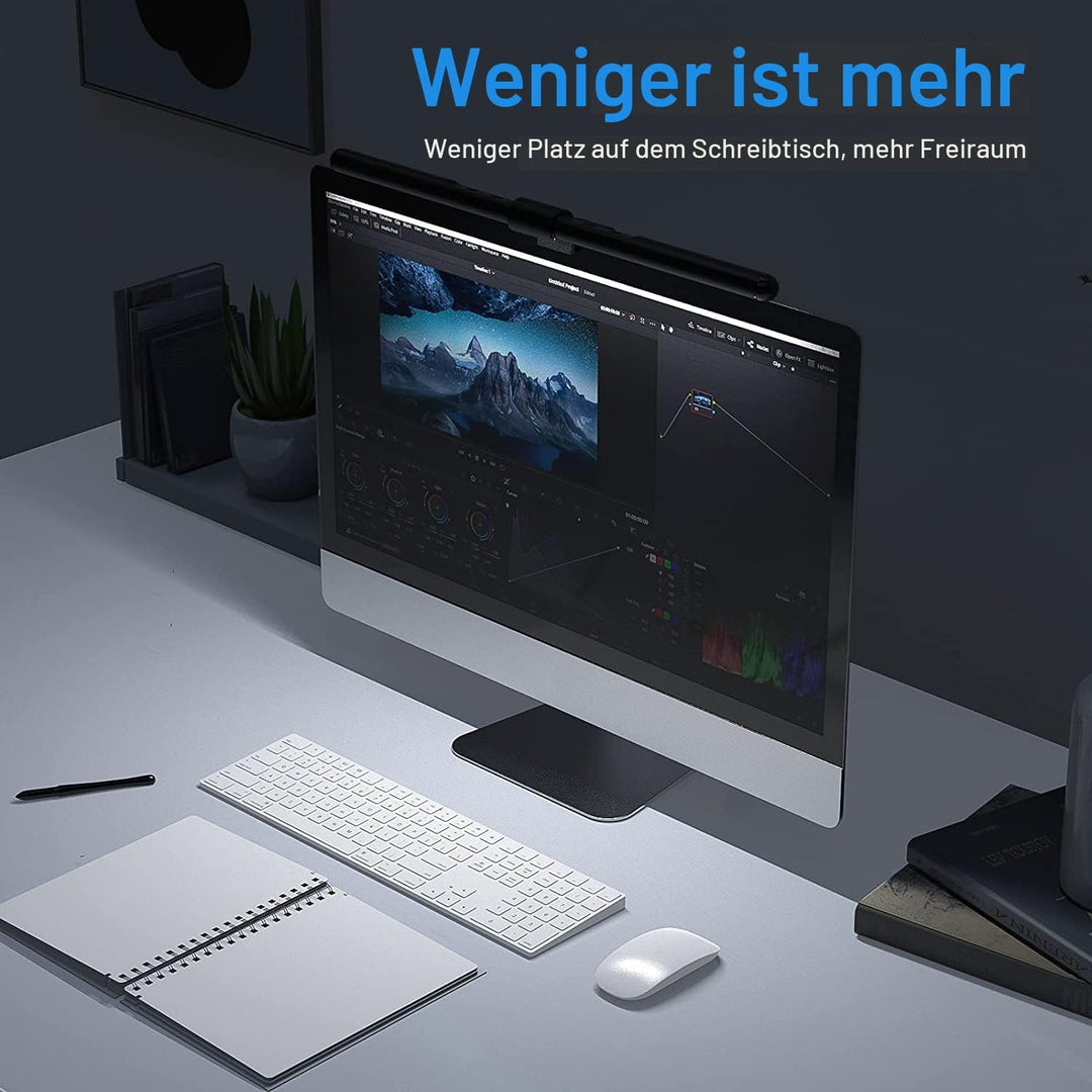 Quntis 22-29 Zoll Computer Monitor Lampe LED USB Touch Control, 52cm Light Bar Anti-Blaulicht Auto-D