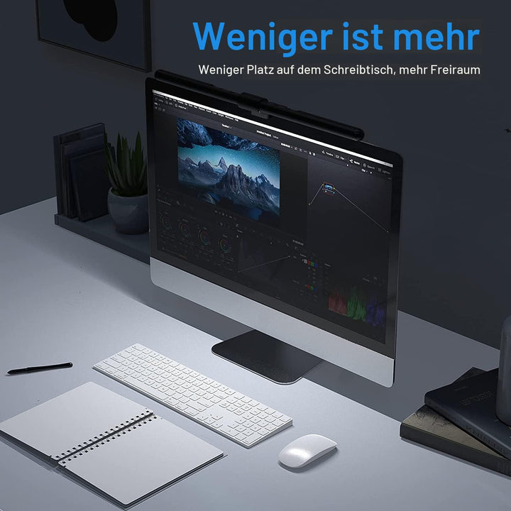 Quntis 22-29 Zoll Computer Monitor Lampe LED USB Touch Control, 52cm Light Bar Anti-Blaulicht Auto-D