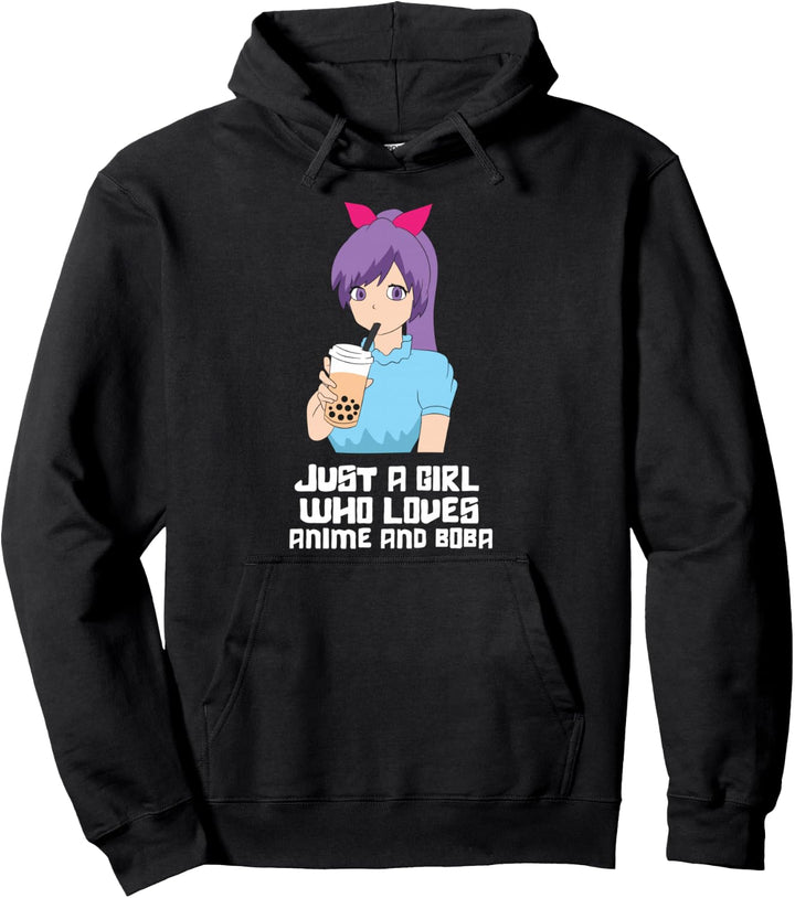 Nur ein Mädchen, das Anime und Boba liebt Pullover Hoodie