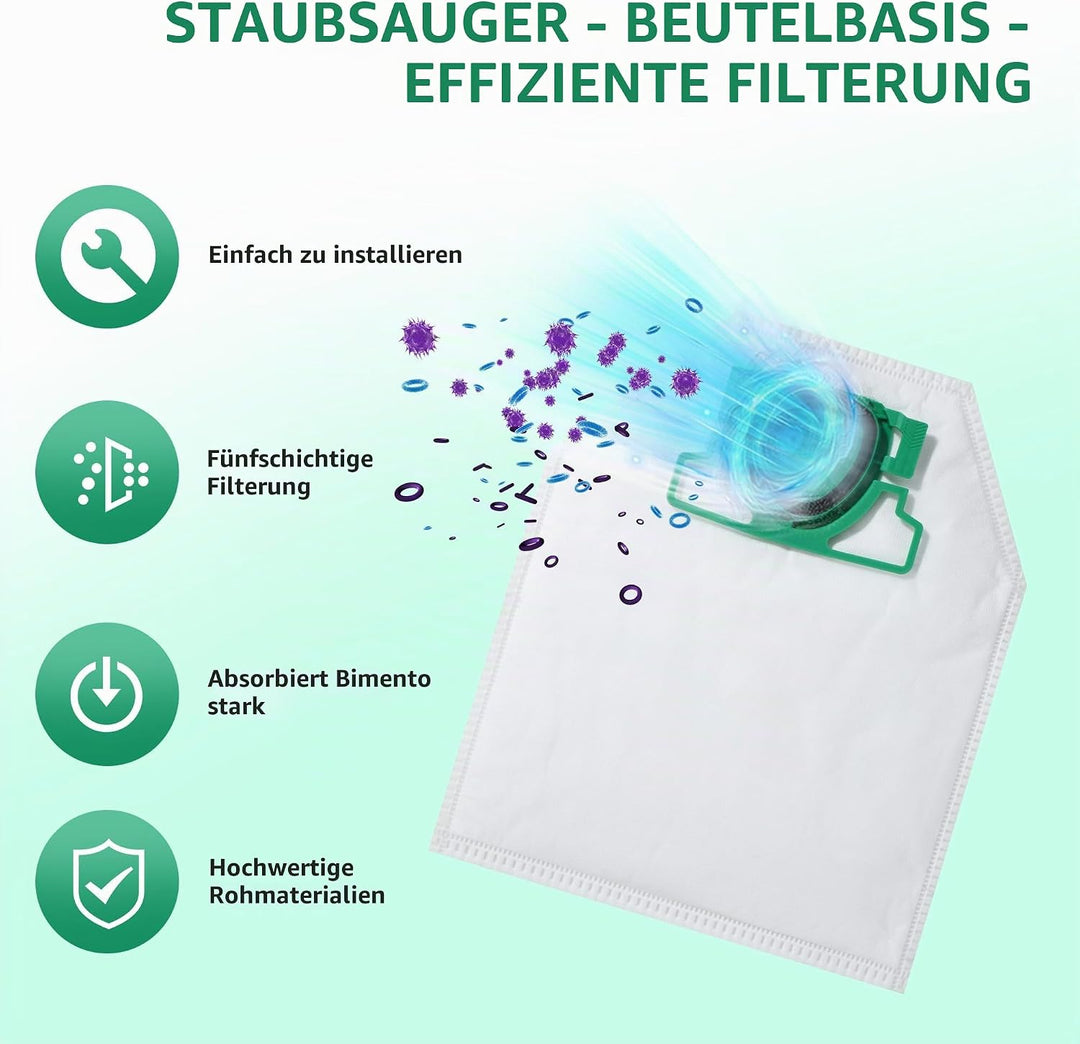 10 Staubsaugerbeutel für Vorwerk Kobold VK200 und FP200 Staubsauger, inklusive 2 Filter, staubsauger
