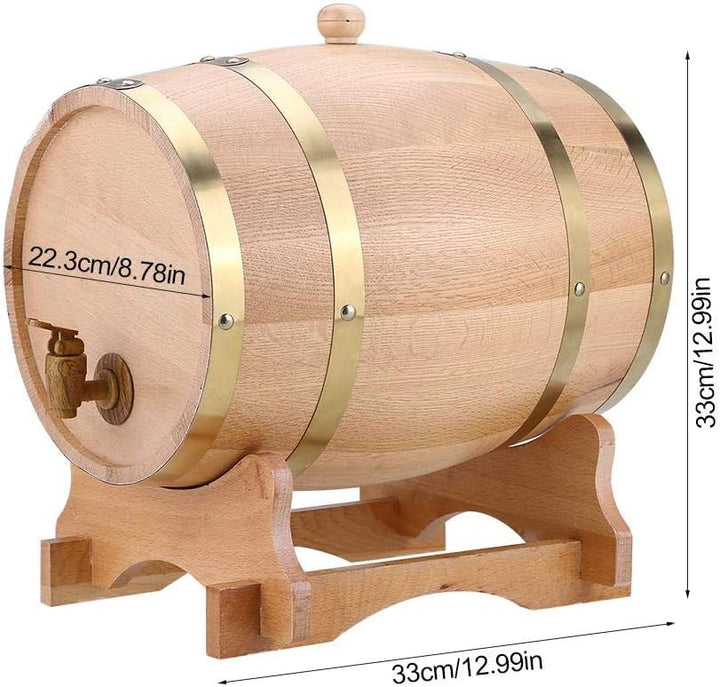 lyrlody Eichenweinfass, 10L Vintage Timber Weinfass Weinspender mit Holzständer für Whisky Bourbon T