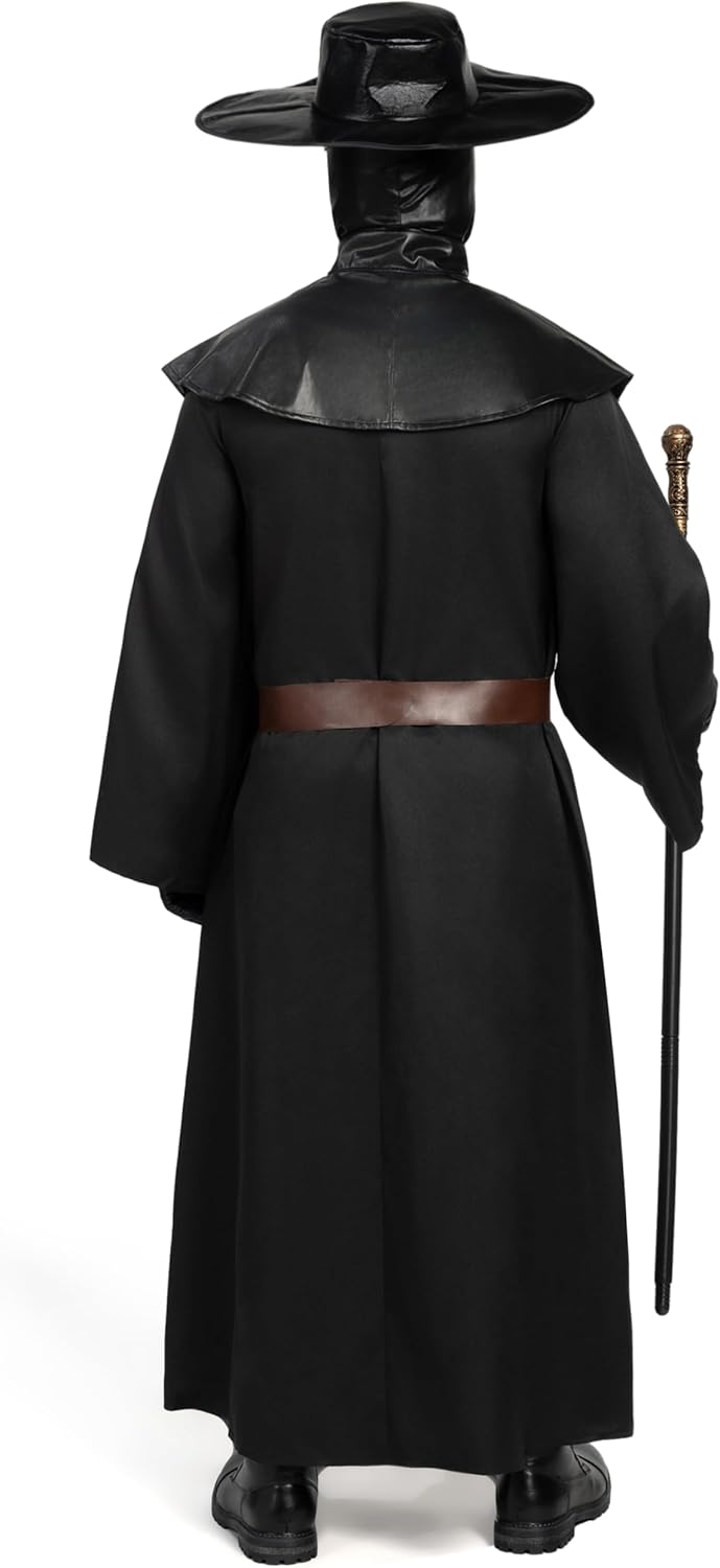 Spooktacular Creations Herren Pestarzt schwarzes Kostüm-Set mit Mütze, Maske, Schal, Robe, Handschuh