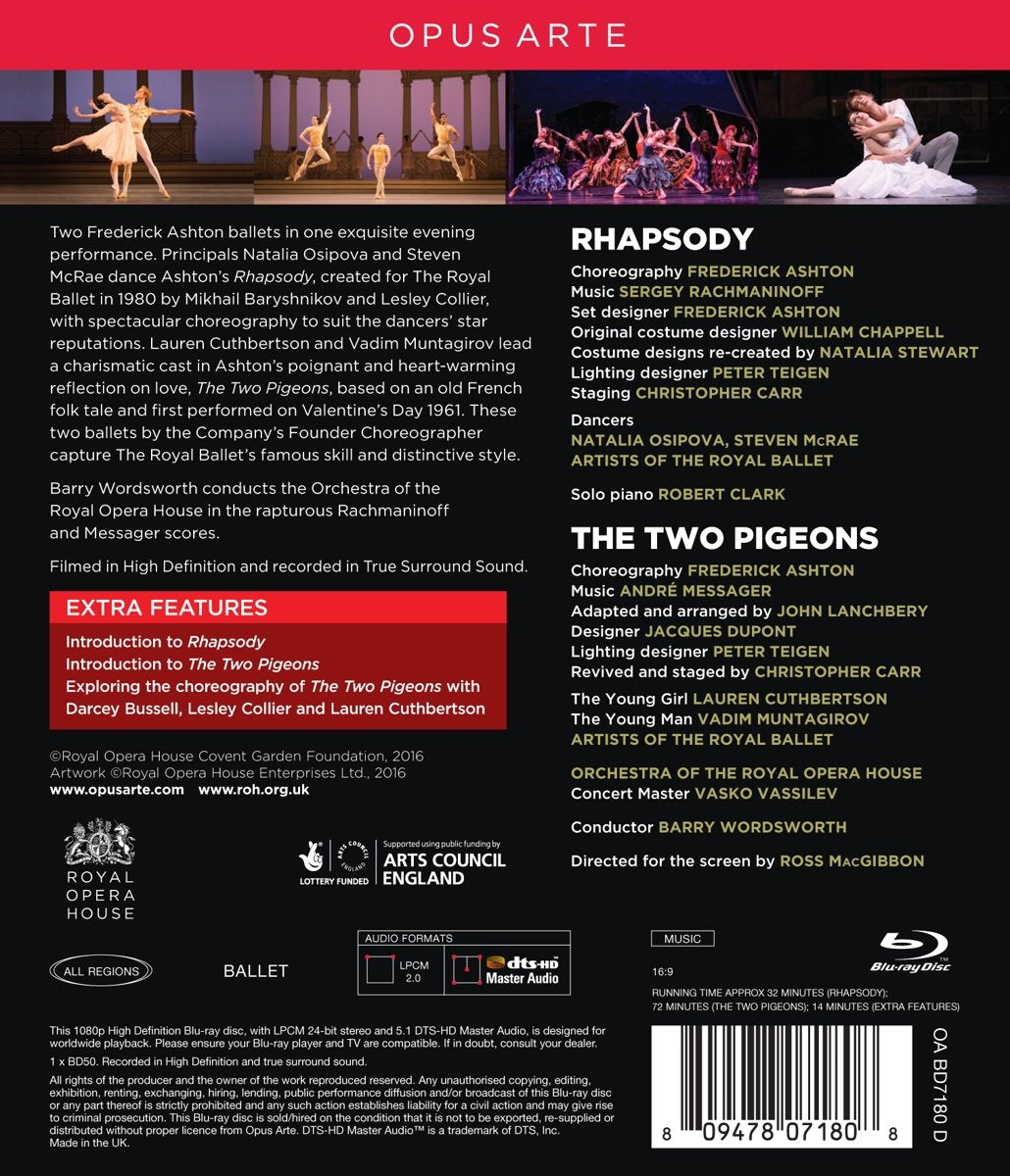 Frederick Ashton: Rhapsody & The Two Pigeons, Blu-ray