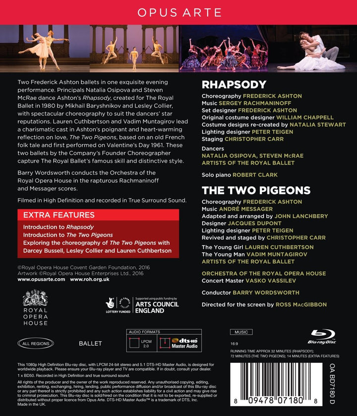 Frederick Ashton: Rhapsody & The Two Pigeons, Blu-ray