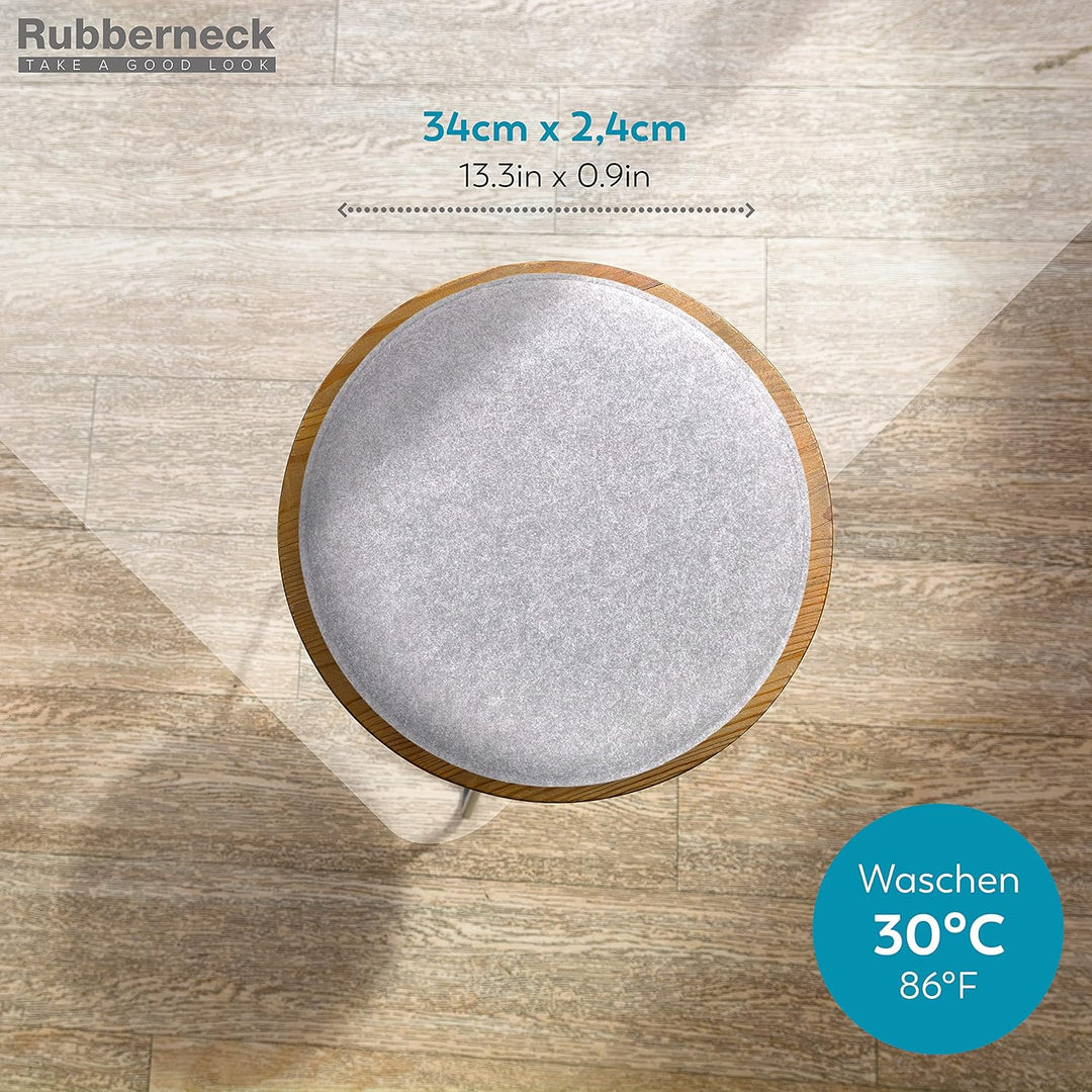 Rubberneck 8er Set rutschfeste Filz Sitzkissen rund, Stuhlkissen mit Antirutsch-Noppen, hellgrau Hel