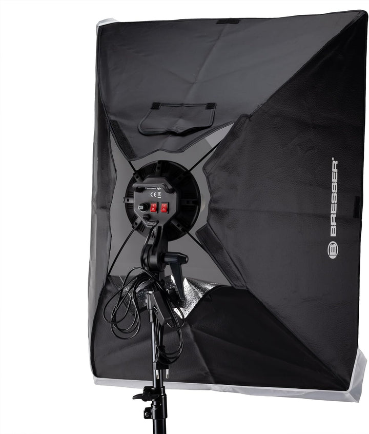 Bresser LED-Tageslichtset für Fotostudio mit 3 Softboxen 60x80 cm, 15 LED-Lampen, Stative, Boomarm,