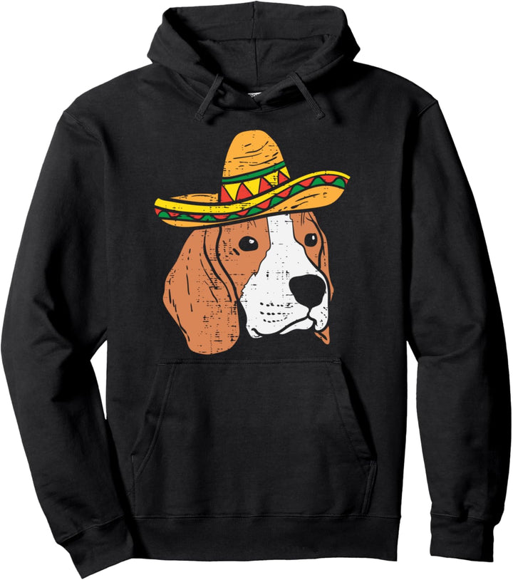 Beagle Wearing Sombrero Funny Cinco De Mayo Mexican Hat Dog Pullover Hoodie