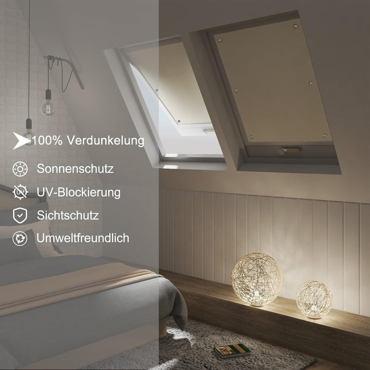 WOLTU Thermo Dachfenster Rollo ohne Bohren Sonnenschutz Verdunkelungsrollo mit Saugnäpfen, Thermorol