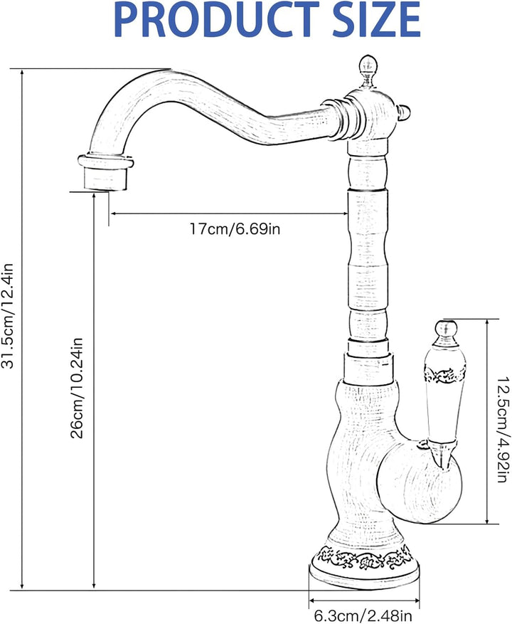 Namuoto Wasserhahn Bad Antik Messing, Einhebel Mischbatterie Badarmatur Hoher Auslauf, Waschbeckenar