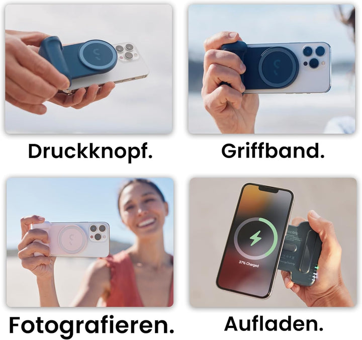 ShiftCam SnapGrip – mobiler Batteriegriff mit kabellosem Auslöser – magnetische Halterung lässt Sich