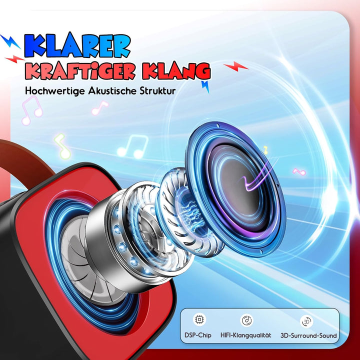 Braxel Karaoke Anlage Set mit 2 Bluetooth Mikrofonen Kinder, Spider Kinder Weihnachten Geschenk Jung