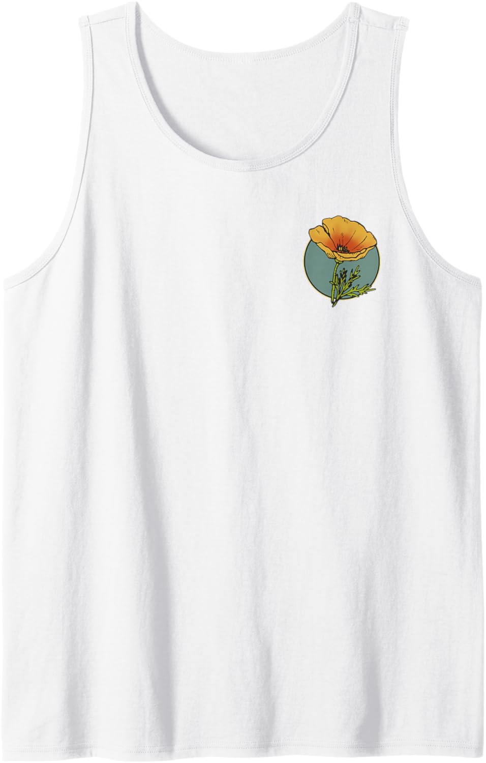 California Poppy Creative Outline and Picture Front & Back Tank Top