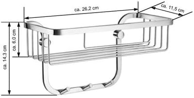 SMEDBO ""Sideline Dusche Korb mit 3 Haken, Silber, 26.2 x 11.5 x 4.3 cm