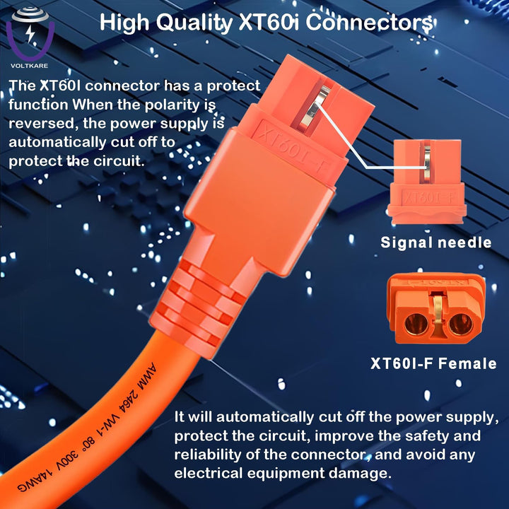 Solar Verlängerungskabel mit XT60I Adapter, 2,5m 12AWG+14AWG Hochstrom Ladekabel für EcoFlow, Anker