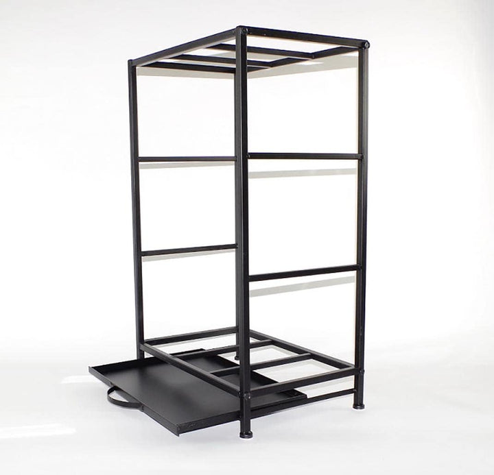 Kobolo Modernes Kaminholzregal aus Metall 80 cm hoch schwarz lackiert 50 x 32 x 80 cm, 50 x 32 x 80