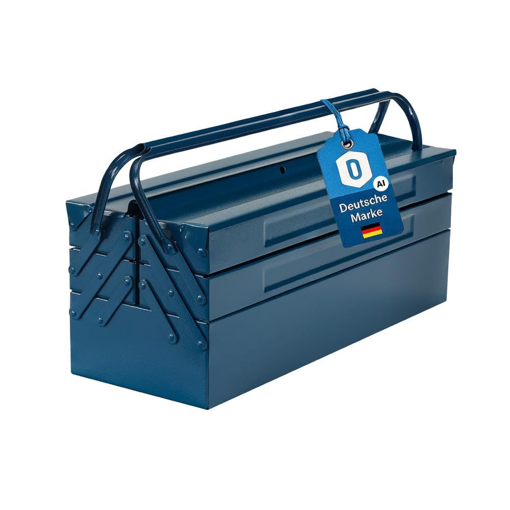 Dönges Metall Werkzeugkasten leer mit 5 Fächern | HxBxT 53 x 20 x 20cm, mit 21 L Volumen | Robust &amp;