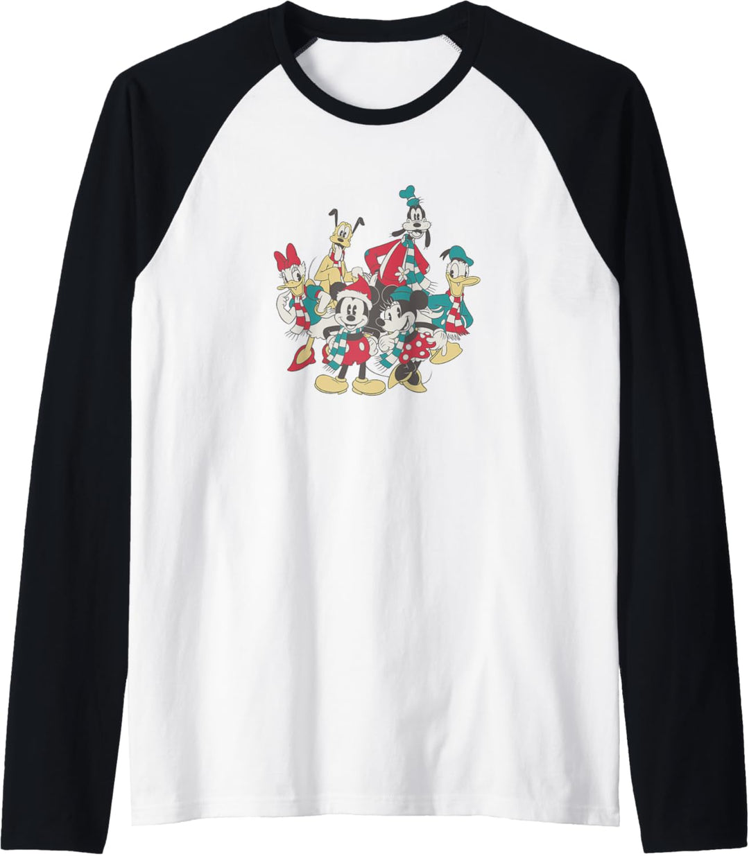 Disney Mickey And Friends Weihnachten Vintage Group Shot Raglan