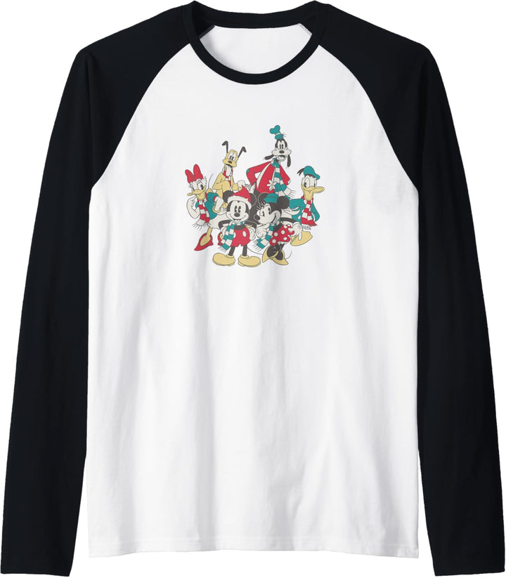 Disney Mickey And Friends Weihnachten Vintage Group Shot Raglan
