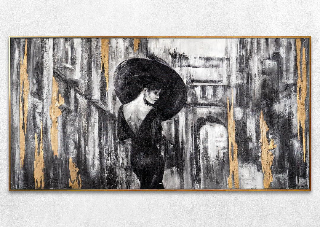 YS-Art Abstrakt Stil Acryl Gemälde auf Leinwand Filmstreifen handgemalt Wandbilder Wohnzimmer modern