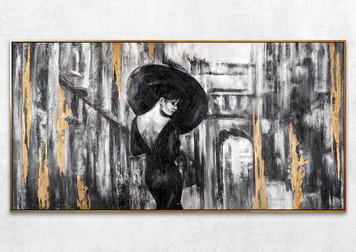 YS-Art Abstrakt Stil Acryl Gemälde auf Leinwand Filmstreifen handgemalt Wandbilder Wohnzimmer modern