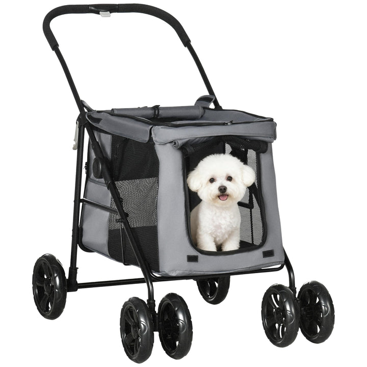 PawHut Hundewagen, Faltbarer Hundebuggy, Hundetrolley mit Kissen, Katzenbuggy bis 20 kg, Katzenwagen