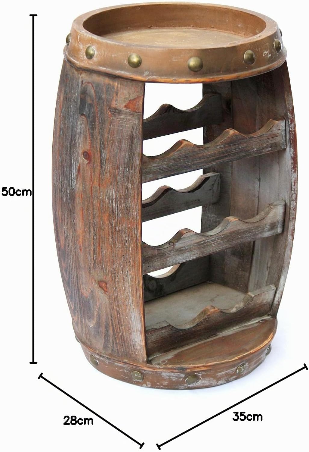 DanDiBo Weinregal Holz Klein Weinfass 1555 Flaschenständer Flaschenregal 50 cm Regal Fass Holzfass