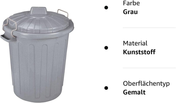 Curver 04128-Y25-41 Abfalltonne Oscar, Plastik, grau, 40 x 35 x 45 cm