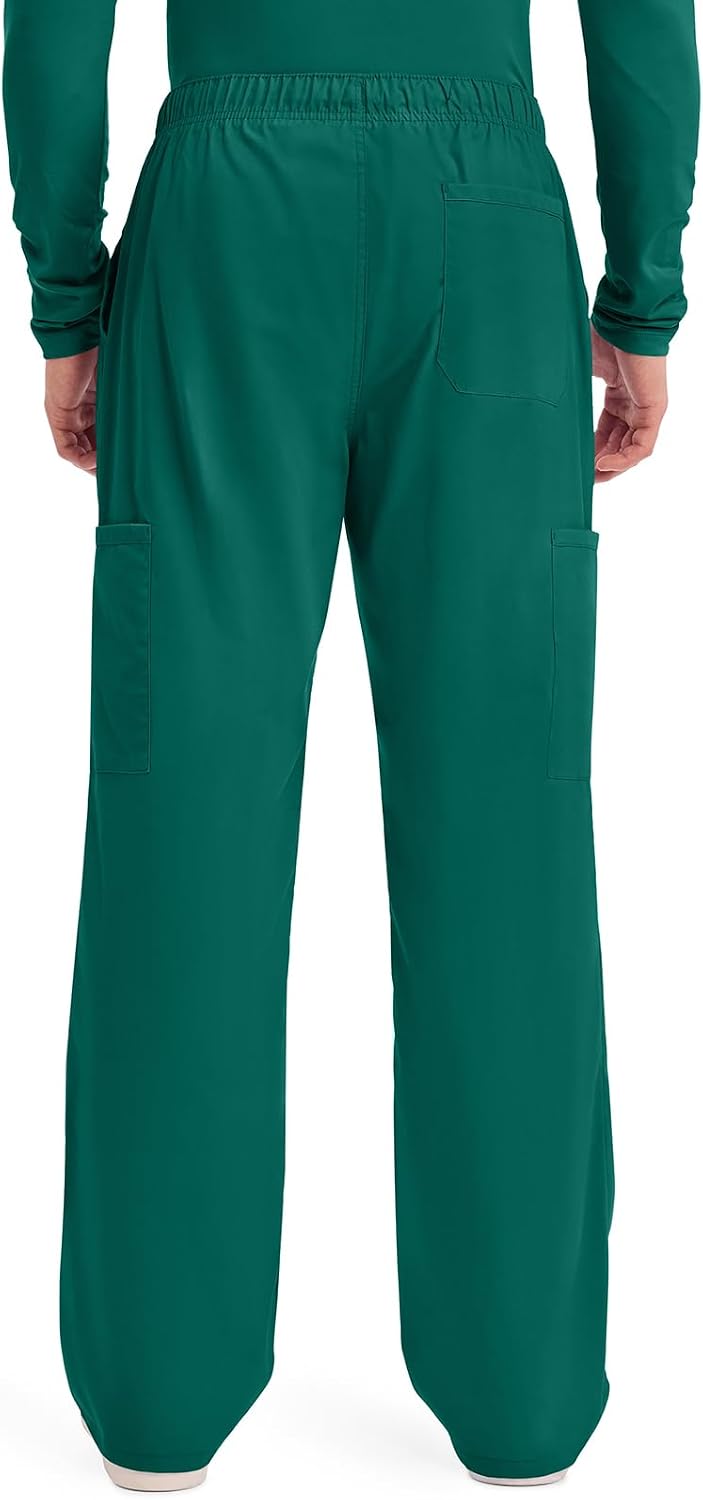 Workwear Professionals Men Scrubs Pant Tapered Leg Fly Front Cargo WW190 S Hunter Green, S Hunter Gr
