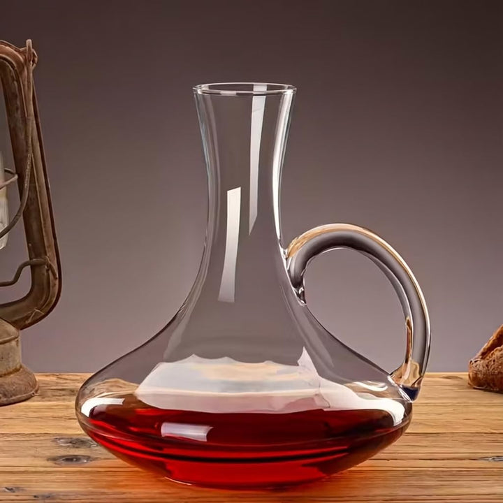 Rotweindekanter aus Kristall, Weinglas mit Griff, Weinkaraffe aus transparentem Glas, Dekanter für R