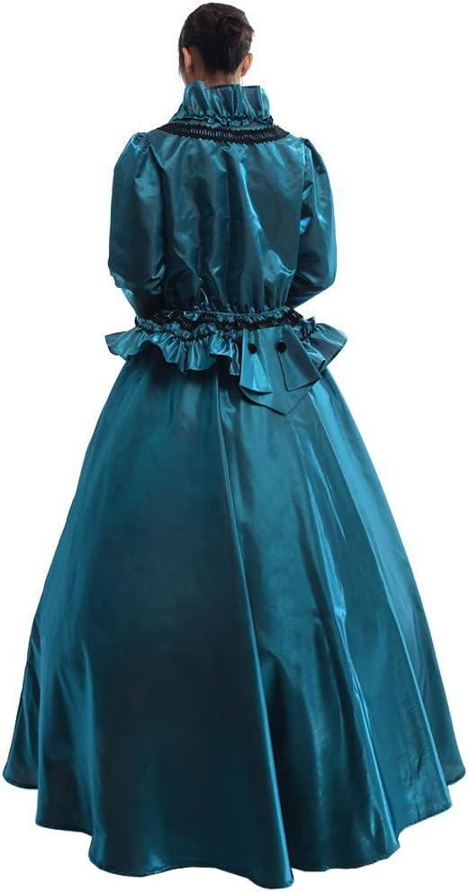GRACEART Damen Gothic Viktorianisches Kleid Renaissance Maxi Kostüm S Grün, S Grün