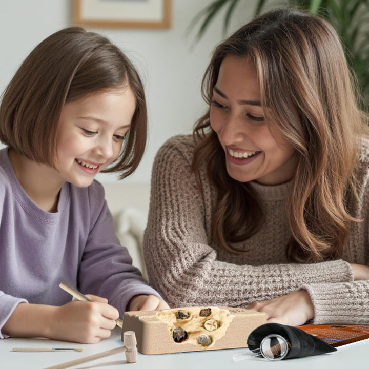 Ausgrabungsset für Kinder – Grabe 5 echte Versteinerungen STEM Wissenschaft Spielzeug, Geologie Pale