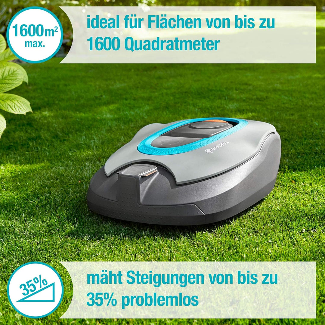 Gardena smart SILENO+ Set: Mähroboter für Rasenflächen bis 1600 qm, bequem steuerbar per smart App,