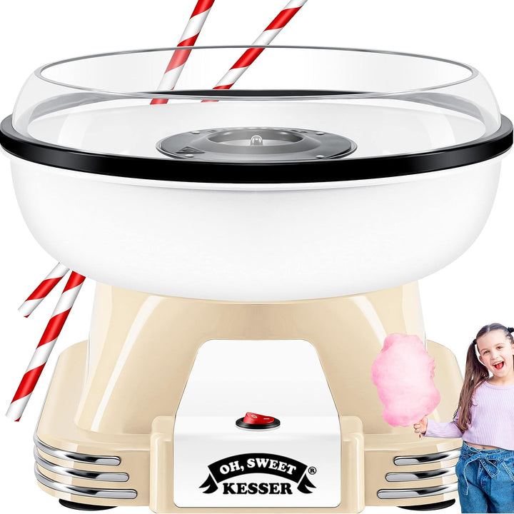 KESSER® Zuckerwattemaschine Set für Dein zuhause - Mit 30x Zuckerwatte Stäbchen & Messlöffel - Retro
