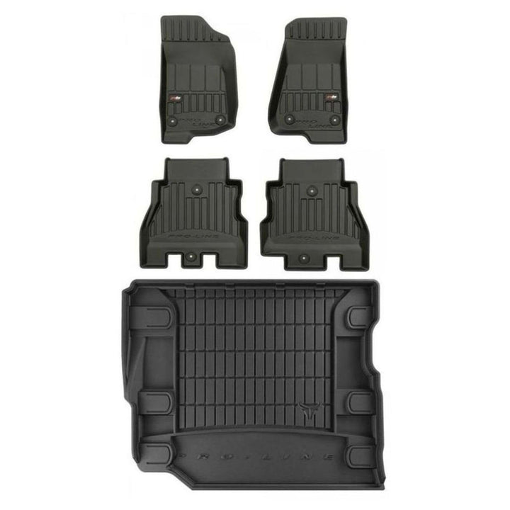 MOTOS Satz Gummifussmatten und Kofferraummatten passend für Jeep Wrangler IV ab 2017 4-türig, Rubico