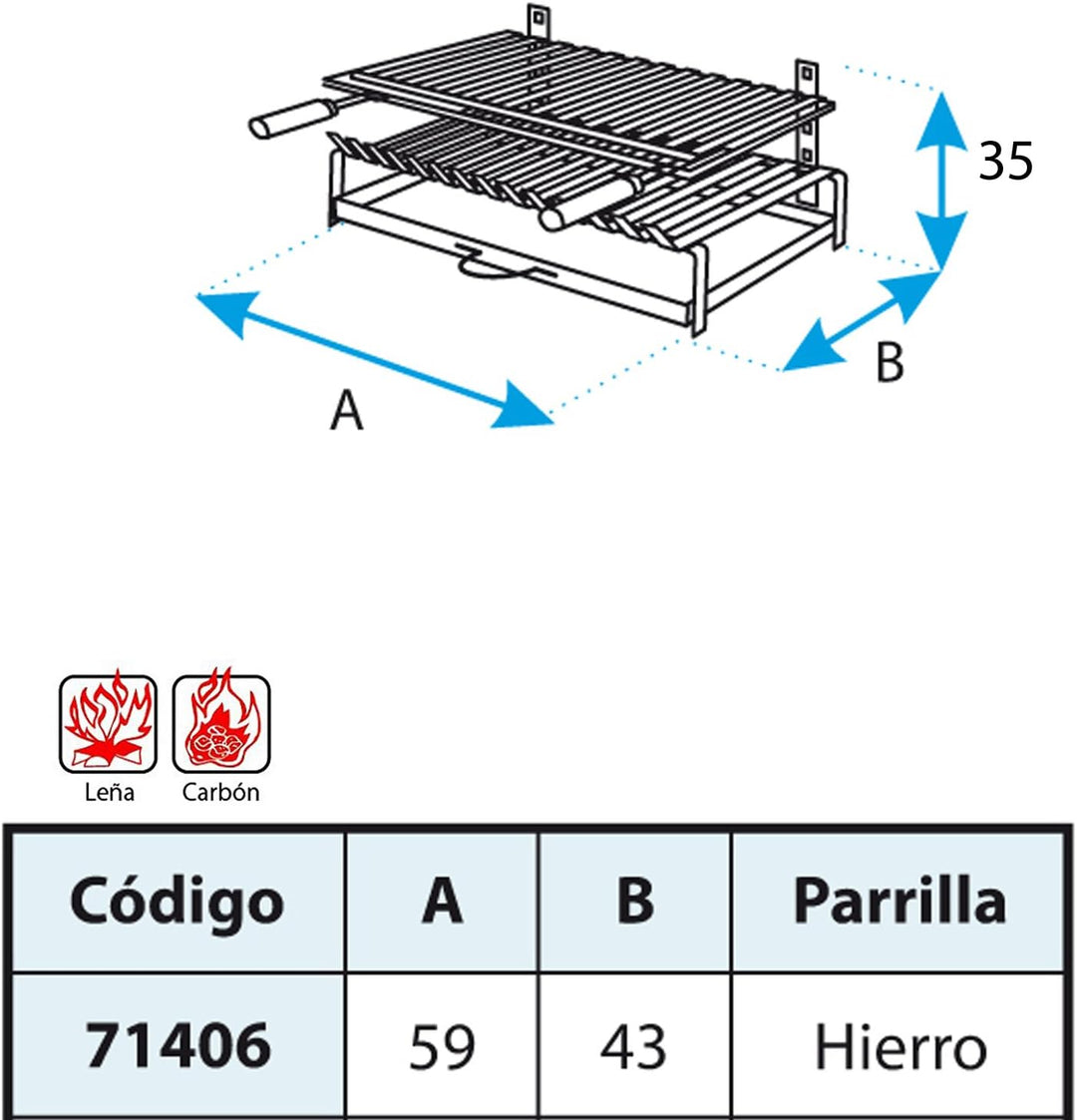 Imex EL Zorro 71406, Grill mit Eisenrost, 60 x 43 x 33 cm, schwarz