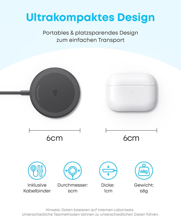 Anker Zolo Magnetisches kabelloses Ladepad, Qi2-zertifiziert, 15W, MagSafe-kompatibel, für iPhone 17