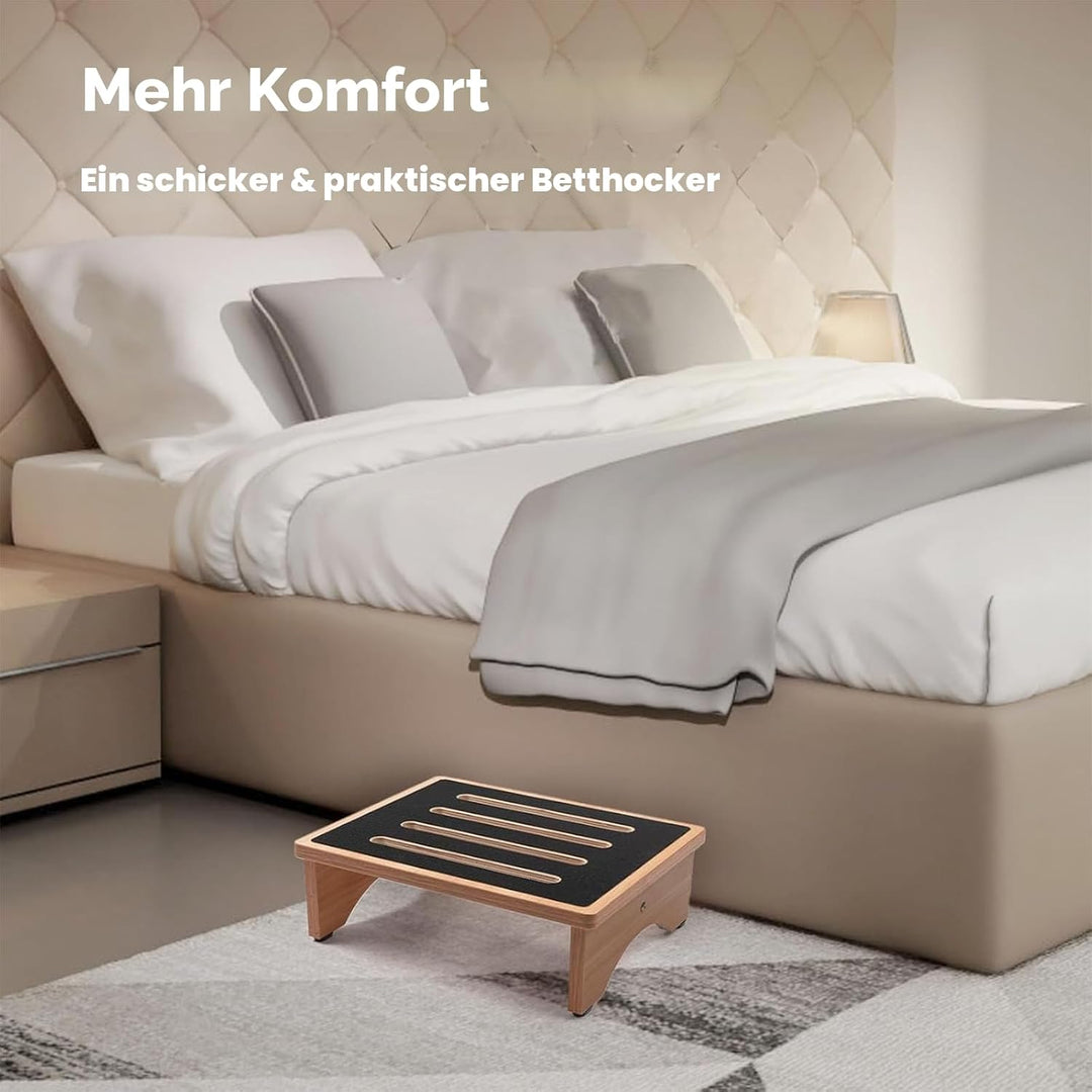 StrongTek 5" hoher Holz-Betttritthocker für Erwachsene, stabile Bett- und Duschtreppe, 200 kg Tragkr