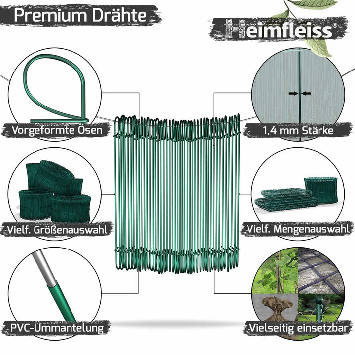 Heimfleiss® Drillapparat Driller + Rödeldraht 1,4 x 100 bis 300 mm (1000 Stk) - Set aus Drahtbinder