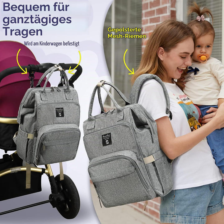 Pomelo Best Baby Wickelrucksack stylische Wickeltasche Rucksack mit Wickelunterlage multifunktional